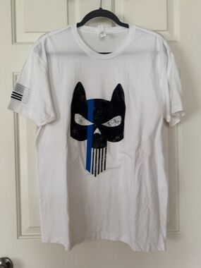 Next Level Apparel Law Enforcement Thin Blue Line Punisher Skull T-Shirt, Large